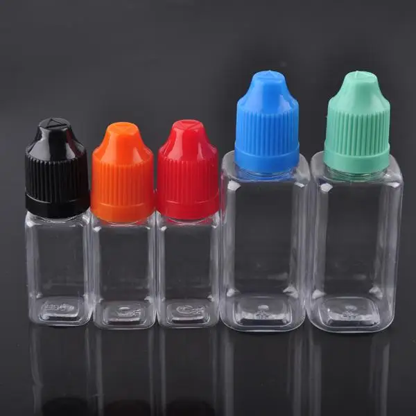 200 шт. Квадратная бутылка E Cig масла 10 мл 30 пустые пластиковые бутылки капельницы с