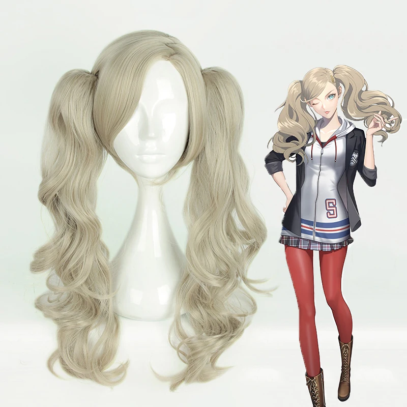 Парик для косплея Game Persona 5 Anne Takamaki парик длинный кудрявый белый синтетический