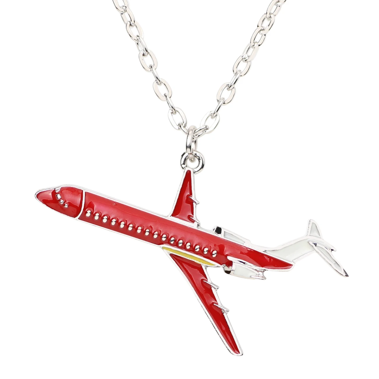 Bonsny Statement Alloy Civil AviatiION Plane Necklaces Pendant Choker Chain New Fashion Accessories Enamel Jewelry For Women | Украшения и