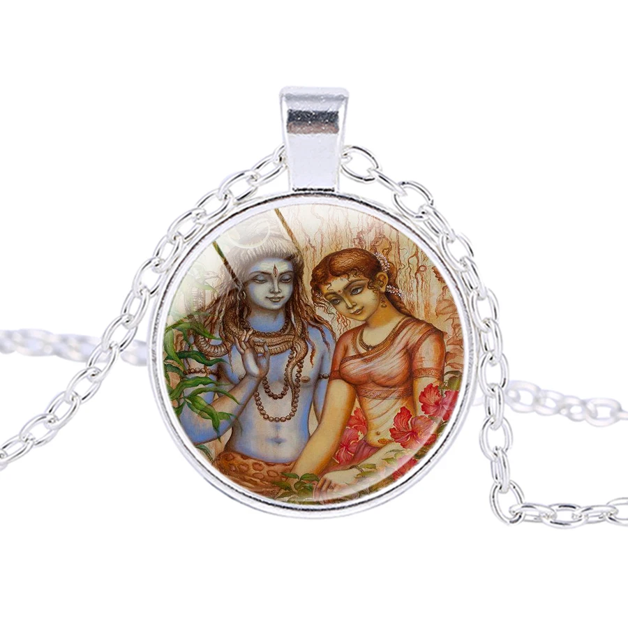 Индийский Будда Статуэтка подвеска Hinduism Шива Брахма Вишну Парвати ожерелье