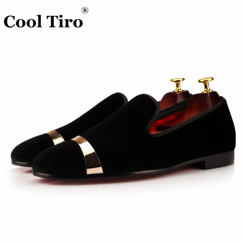 COOL TIRO red/White fashion Black velvet sheet metal iron casual loafers breathable men flats smoking slipper Wedding shoes | Обувь