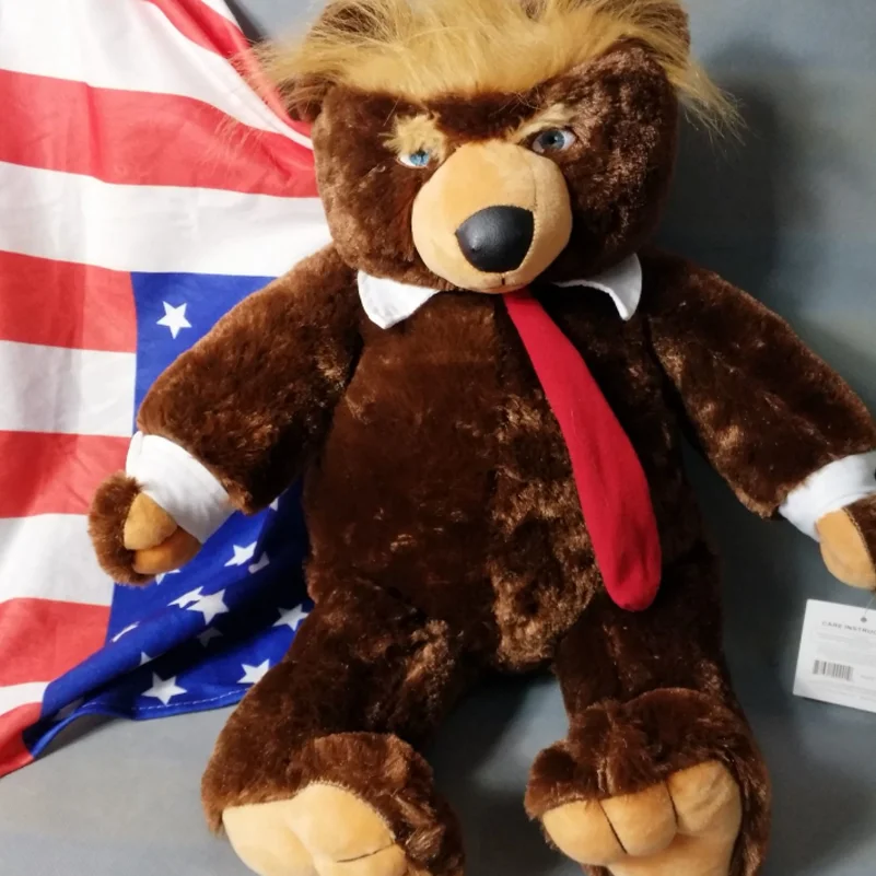 Плюшевый мишка Дональд Трамп с флагом США 60 см игрушки-одеяла крутой ТВ президент