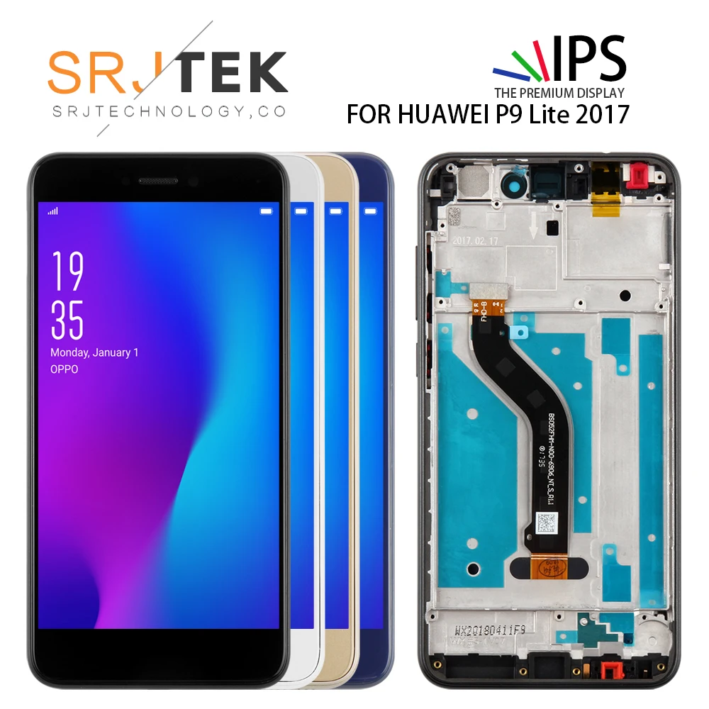 For Huawei P9 Lite 2017 LCD Display Touch Screen Digitizer P9Lite With Frame P8 lite2017 PRA LA1 LX1 LX2 LX3 | Мобильные телефоны и