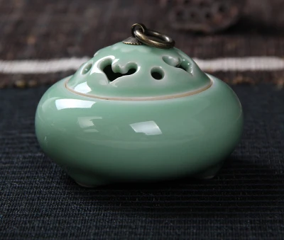 Longquan Celadon латунь керамика фарфор ладан плита держатель Будды курильница ладан палочки с ладаном катушки конусов печи - Цвет: O