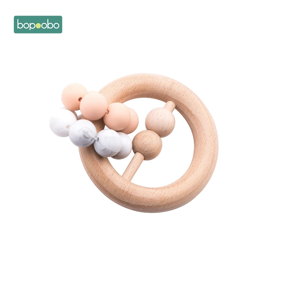 Peach Rattle Bopoobo 1 шт. Детские Силиконовые Бусины детские игрушки на кроватку кровать колокольчик погремушка деревянная коляска новорожденный органический Деревянный Погремушка аксессуары для коляски - Цвет: Peach Rattle