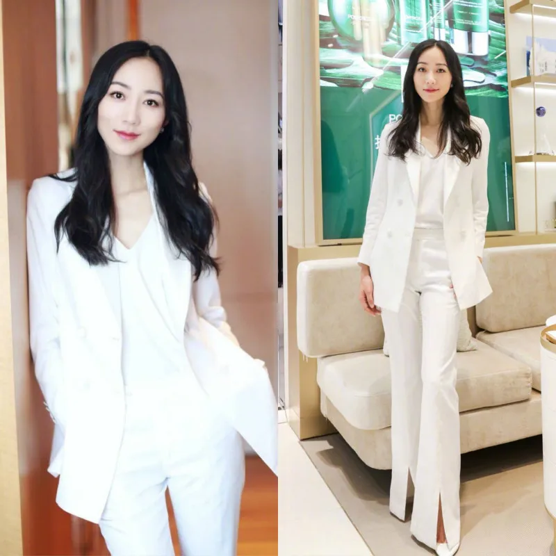 Women's suit new style white OL professional suit suit white female suit jacket split bell flares business two-piece