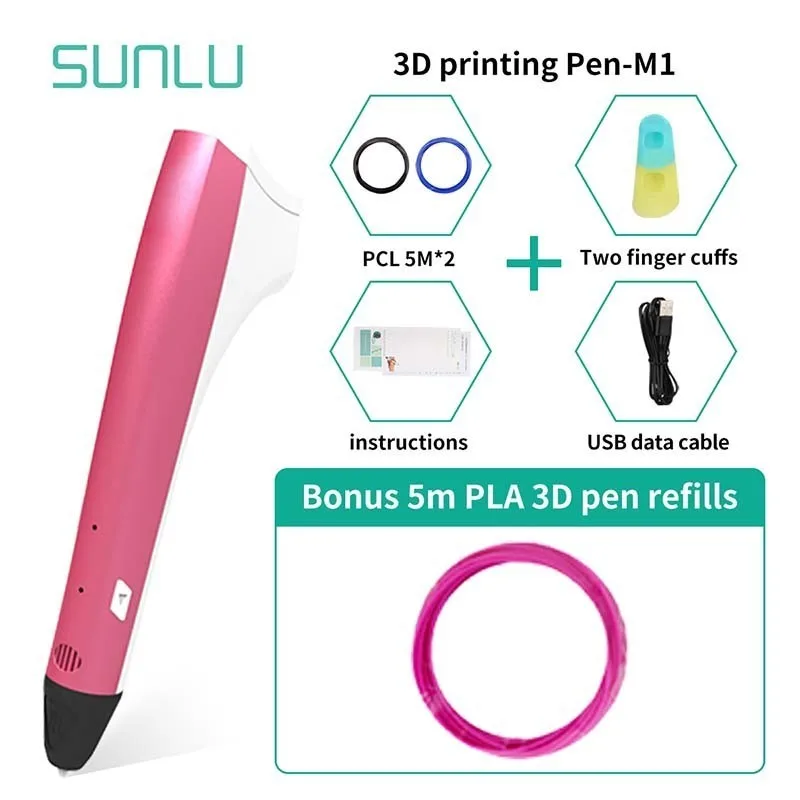 Низкотемпературная 3d печатающая ручка SUNLU с поддержкой PCL/PLA филамента для детей
