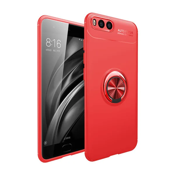 Чехол для Xiaomi mi 6 для Xiao mi 6 бизнес с кольцом для пальцев магнетизм держатель телефона задняя чехол для Xiaomi mi6 Coque 5,15 дюймов - Цвет: Красный