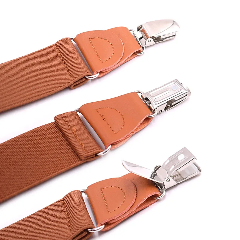 

European fashion adult elastic 4 clip X type leather suspenders FY18102801
