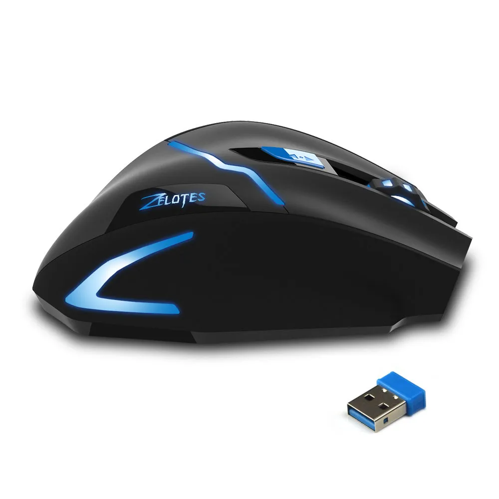 ZELOTES Беспроводная игровая мышь 2 4 ГГц 2400DPI Регулируемая для ноутбука ПК