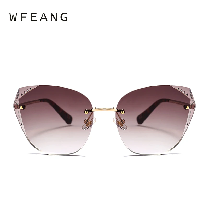 WFEANG 2019 Новый Cat Eye Для женщин солнцезащитные очки бескаркасных Винтаж в форме