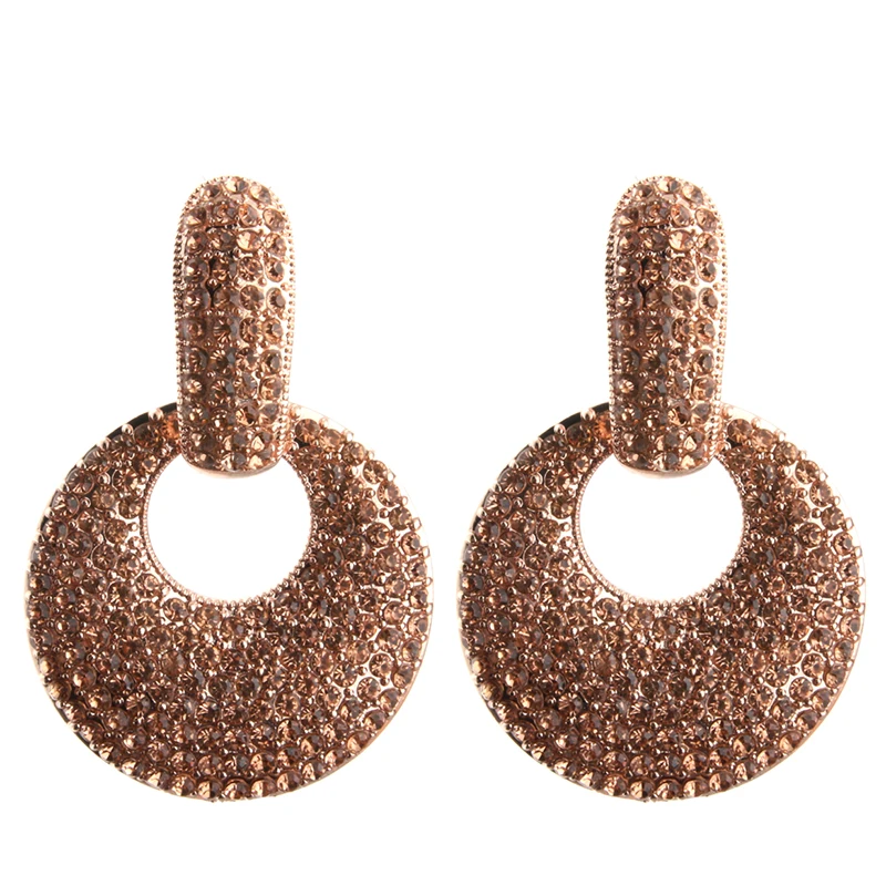 Серьги стразы NeeFu WoFu большие круглые серьги подвески из цинкового сплава с