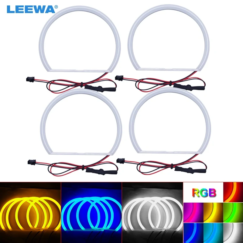 LEEWA 4x 146мм автомобильные кольца с ореолом, хлопковые огни SMD светодиодсветодиодный глаза ангела для BMW E46 98-01 Vorfacelift, Стайлинг автомобиля, белый/синий/желтый