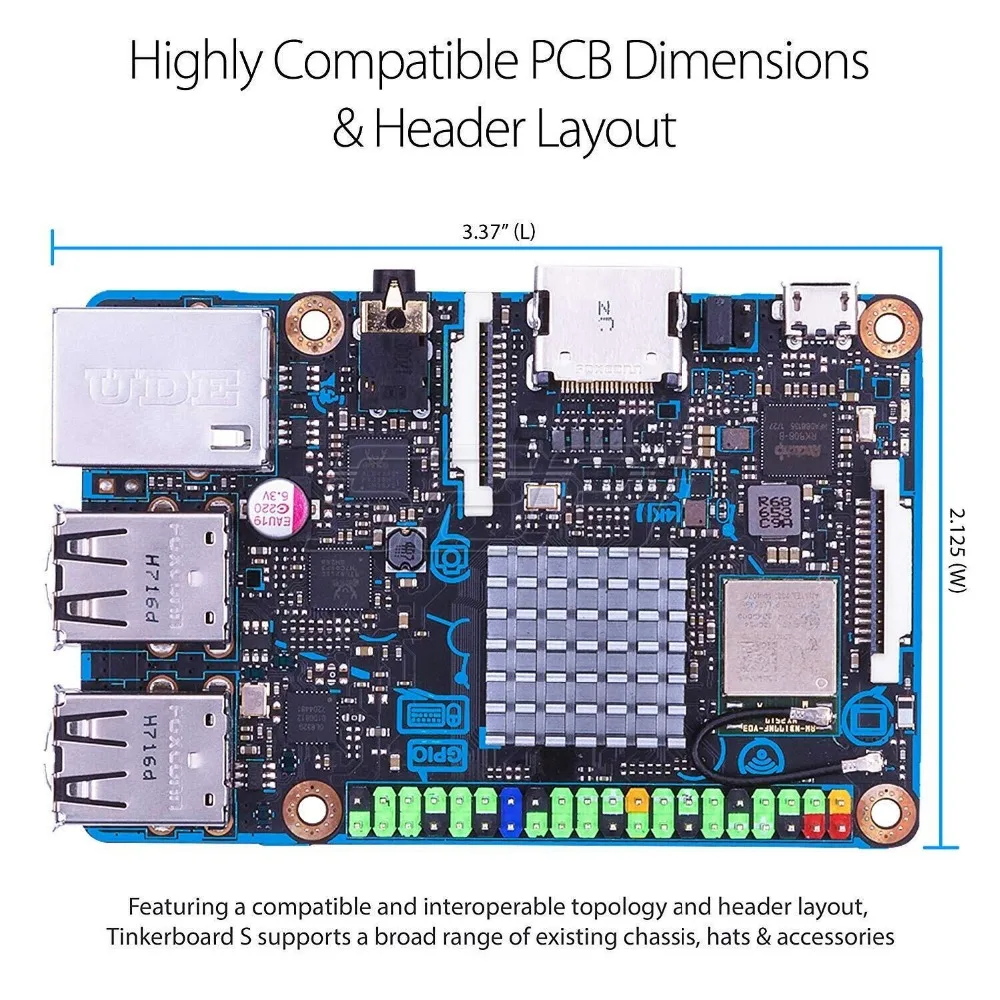 52Pi агент! Официальный ASUS SBC паяная панель S RK3288 SoC бортовой 16 Гб памяти на носителе