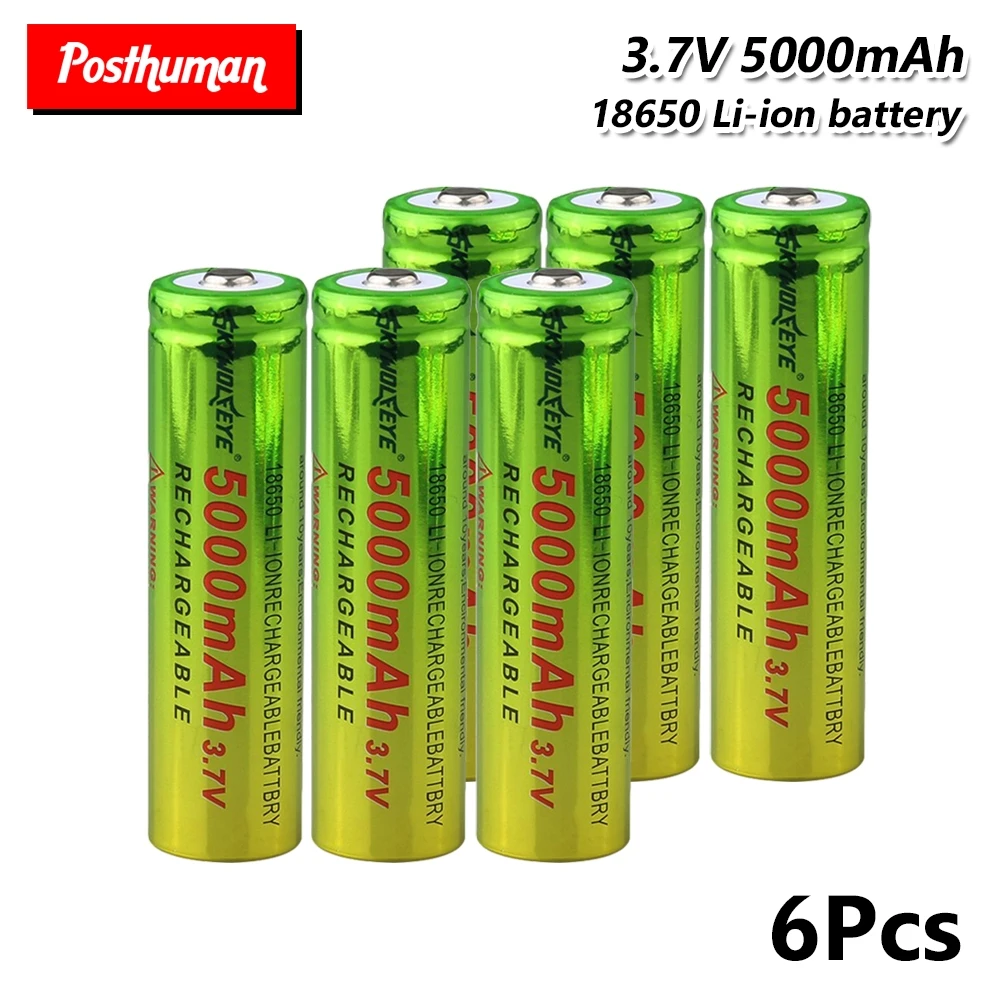 6 pieces 1/2/4/6/8 шт. 18650 Li-Ion Батарея 5000 мА/ч, Перезаряжаемые батареи 3,7 V 18650 литий ионный Батарея клетки Замена - Цвет: 6 pieces