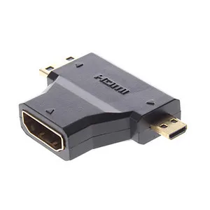 

CYDZ Micro HDMI-compatible Male Mini HDMI-compatible Male to HDMI-compatible 1 4 Female 90 Degree 2 in 1 Combo Adapter