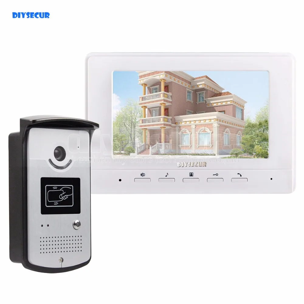 

DIYSECUR 7 inch Wired Video Door Phone Doorbell Home Security Intercom System RFID Camera LED Night Vision White