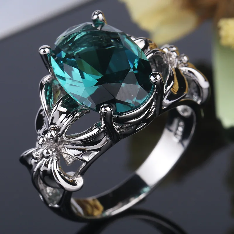 Женское кольцо из серебра 925 пробы с зеленым камнем|wedding band ring|ring for women 925band ring |