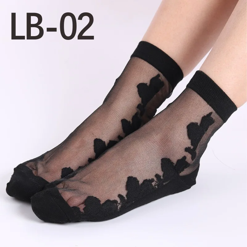 3211LB-02hei Sexy fishnet Women Lace Ruffle Soft Comfy Sheer Silk Elastic Mesh Knit Frill Trim Transparent Ankle funny socks 1pair=2pcs 3211 - Цвет: 3211LB-02hei