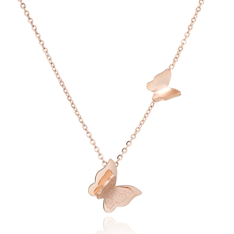 Бабочка ключицы цепочка розовое золото цвет бабочка кулон ожерелье для женщин