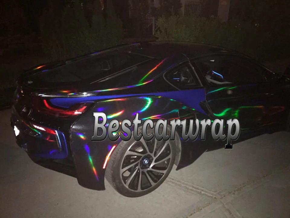 Голографическая черная хромированная автомобильная пленка высокая гибкость без