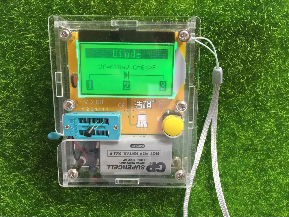 LCR T4 Мега328 Транзисторный тестер Диод Триод Катушки Индуктивность Емкостной ESR-метр MOS/PNP/NPN 12864 ЖК-дисплей с корпусом.