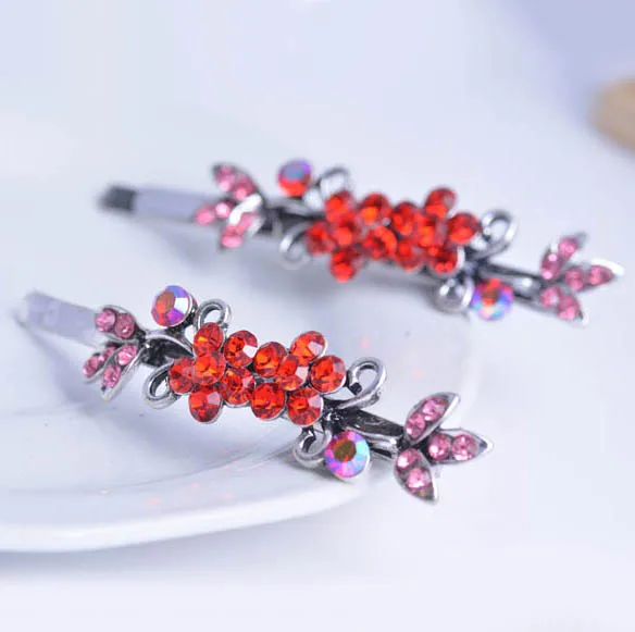2PCS Retro Flower Hair Jewelry High Quality Crystal Rhinestone Hairpin Clip For Women |