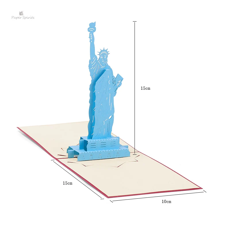 Бумажные открытки спирица с статуей свободы 3D лазерная вырезка бумаги любовь