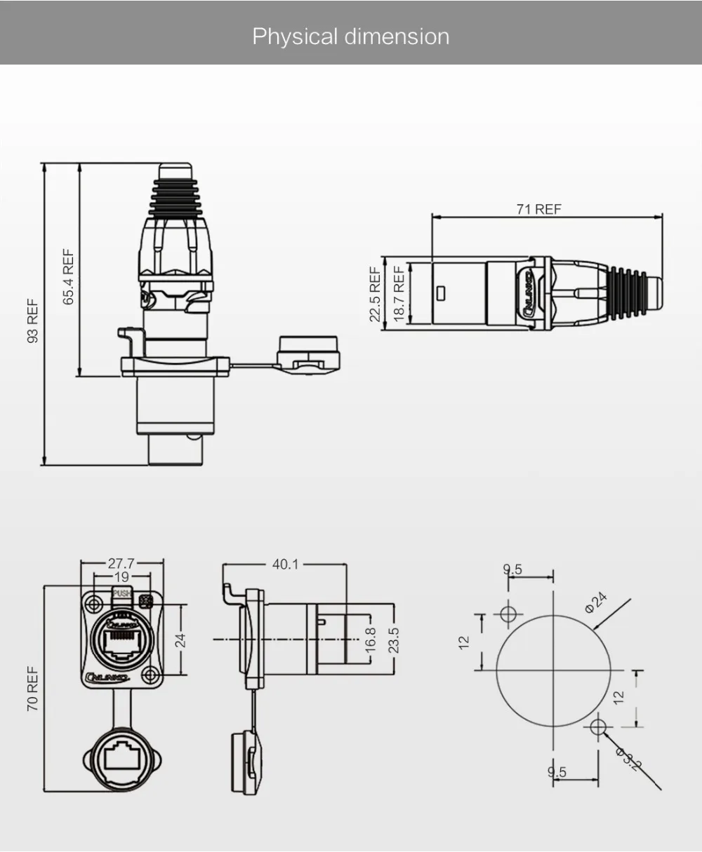 Быстрый металлический светодиодный разъем RJ45 водонепроницаемый IP65 Cat5e провод электрический кабель круговой разъем прямой двойной Ethernet порты розетки