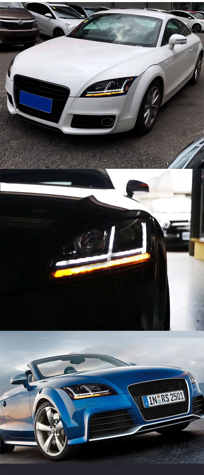 Светодиодный головной светильник для Audi TT светодиодный налобный фонарь спереди светильник s 2006 2007 2008 2009 2010 2011 2012 2013 год динамический Поворотный Светильник s