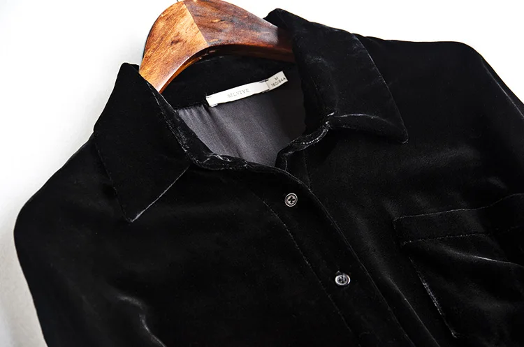 Рубашка из натурального шелка и велюра большого размера 100% тутового Топ с