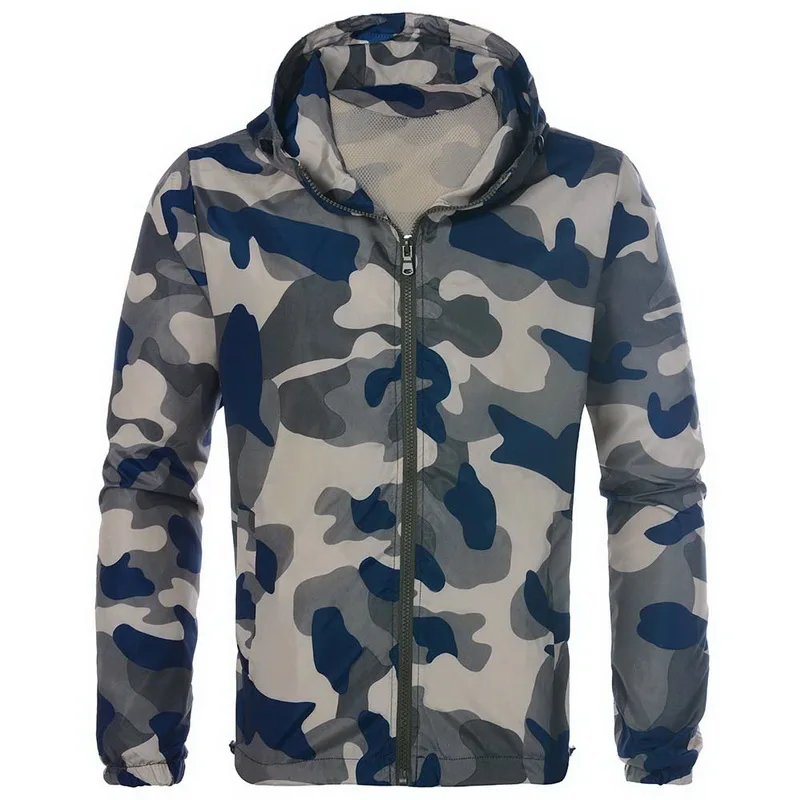 

Vogue Nice New Autumn Men Fashion Camouflage Jacket Men Tide Hooded Thin Camo Bomber Jackets Sunscreen Coat Jaqueta Masculina