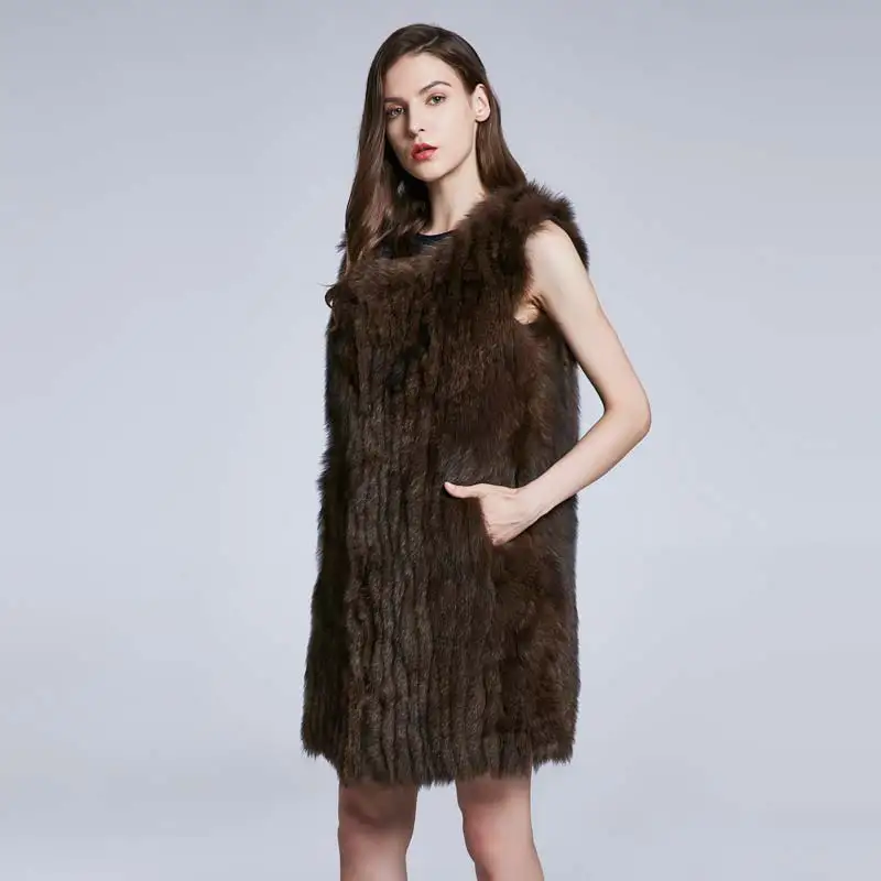 JKP Real Fur Vest Winter Women's Furry Jacket Natural Fur Sleeveless Coat Vertical Stripe Stitch Fashion New Personality Design enlarge