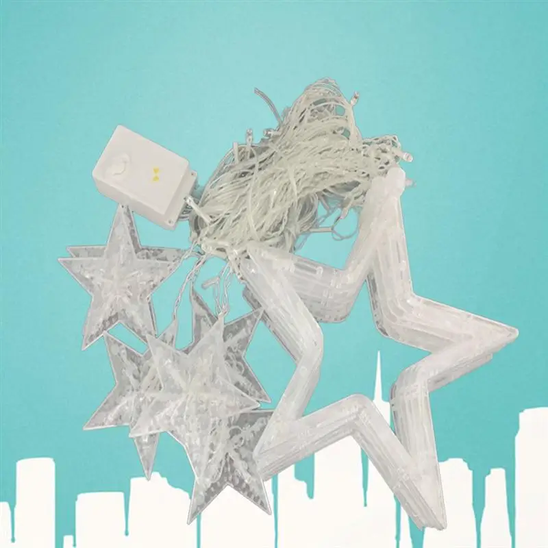 Светодиодная гирлянсветильник занавеска Звезда с пятью острыми носками для