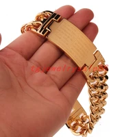 newest cool mens gold color stainless steel double curb cuban link chain bracelet bangle cuff jewelry fashion bible cross id 9
