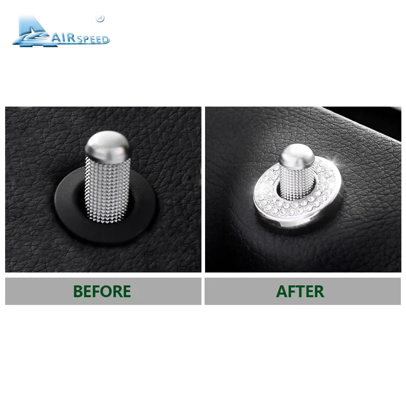 

Airspeed Car Door Lock Pin Ring Bolt Cover Diamond Decoration for Mercedes Benz E Class W213 E200L E300L E320L E260L Car Styling