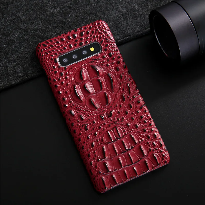 red Модные Роскошные 3D крокодил из натуральной кожи чехол для Samsung Galaxy S8 S9 Plus Note 8 Note 9 S10 плюс задняя крышка - Цвет: red