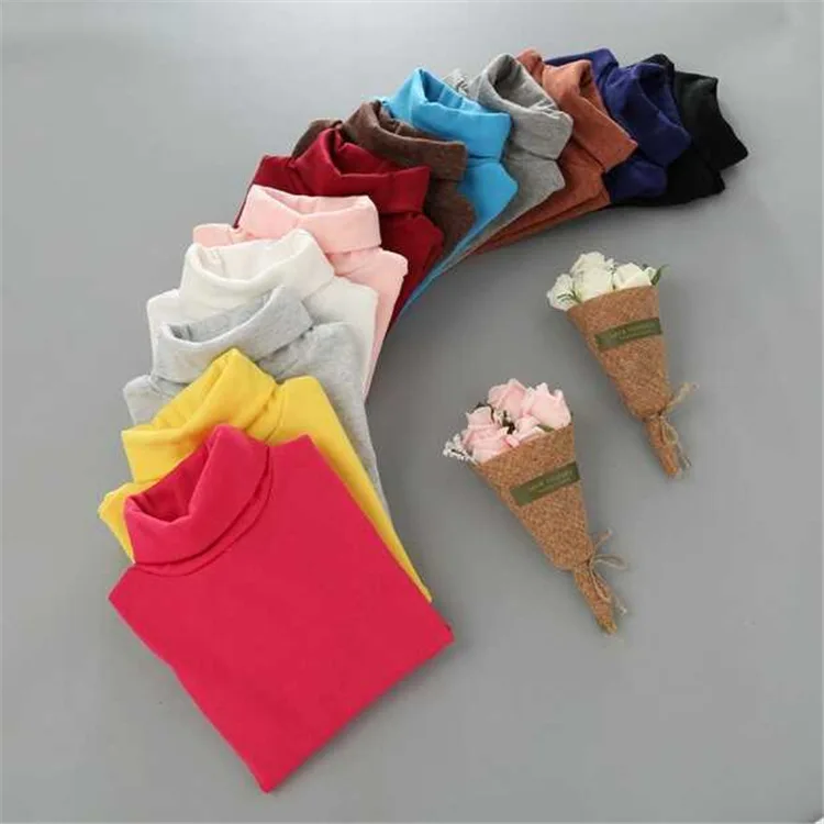 

Fall Boy's Girls Cotton Turtleneck T-shirts Children Long Sleeve Turtleneck Shirt Kids Tops Tees 4- 8 Years