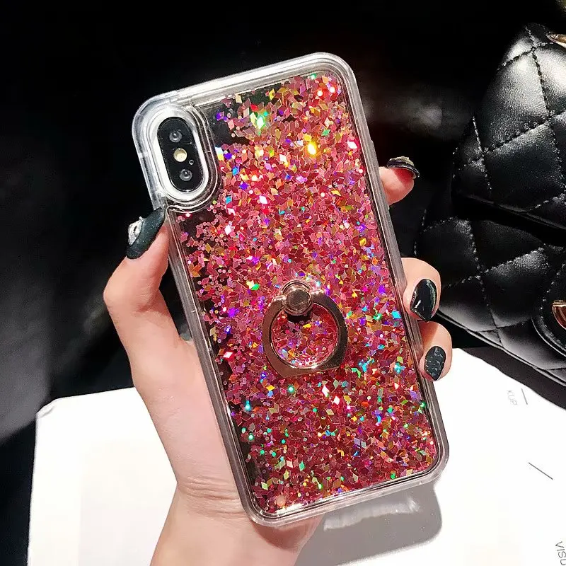 Мобильный чехол для iPhone 6 и 6S с песком и блестками, с подставкой для iPhone 7 и 8 Plus и защитой от ударов, для iPhone X и XS. Для пар.