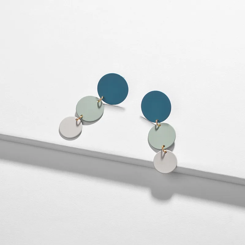 Разноцветные серьги HUIDANG круглые матовые серьги-гвоздики диски для женщин