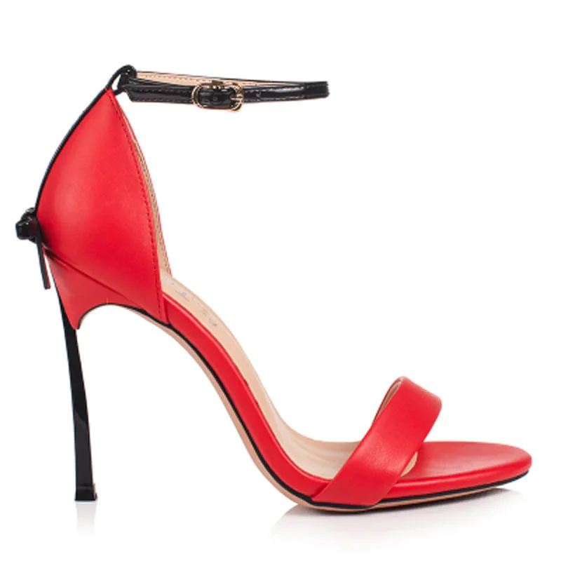 sandal red-black Г., осенние высококачественные пикантные женские туфли-лодочки обувь с острым носком свадебные туфли-лодочки на высоком тонком каблуке с бантом обувь для вечеринок - Цвет: sandal red-black