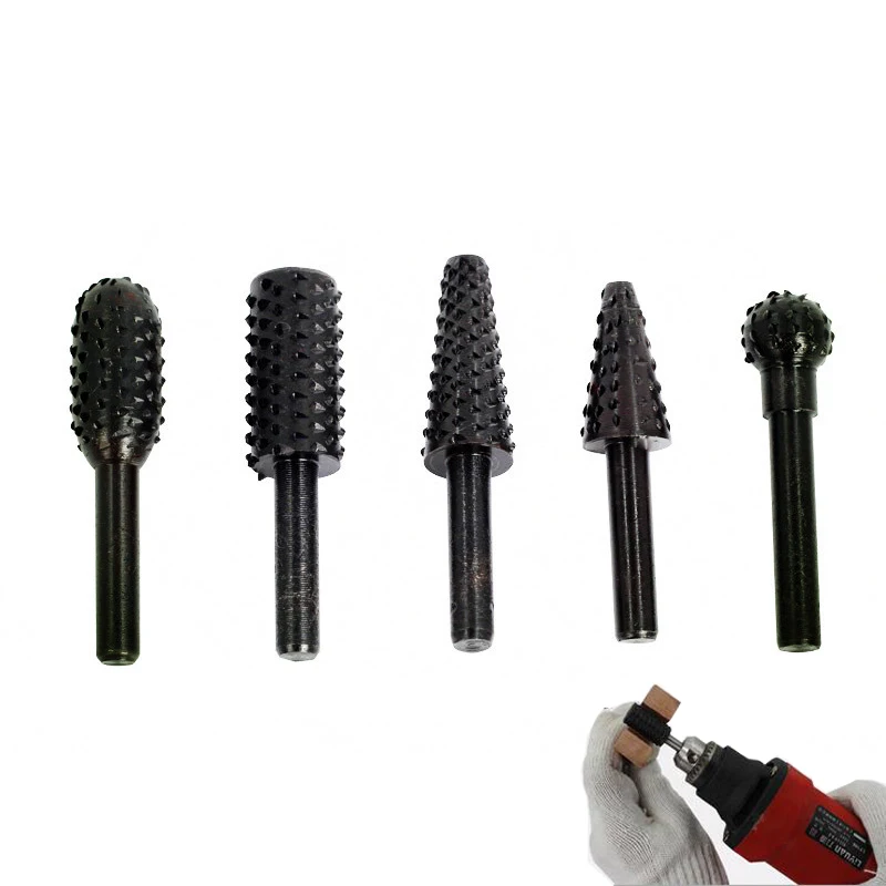 5pcs File Rasp Set Tree Carving Wood Carving Power Tools Rotary Files For Wood Drill Rasps Burrs Used Electric Grinder