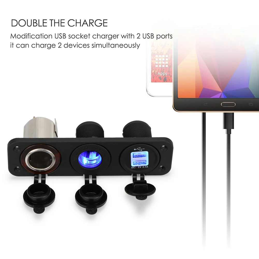 Двойная розетка для автомобильного прикуривателя 12 В сплиттер USB 3 1 А адаптер