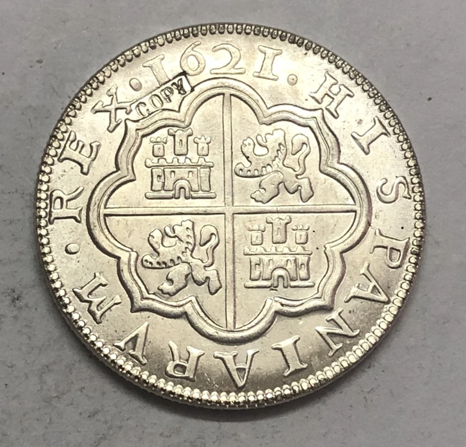1621 Испания 4 Reales-Felipe IV копия, Посеребренная монета