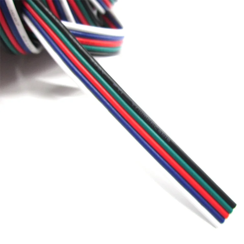 5Pin RGBW Wire 2Pin 3Pin 4Pin 5Pin 1 м 5 м 10 м 18AWG 20AWG 22AWG Электрический провод кабель-удлинитель для одного Цвет RGB/RGBW светодиодный подключение полосы - Испускаемый цвет: 5Pin RGBW Wire