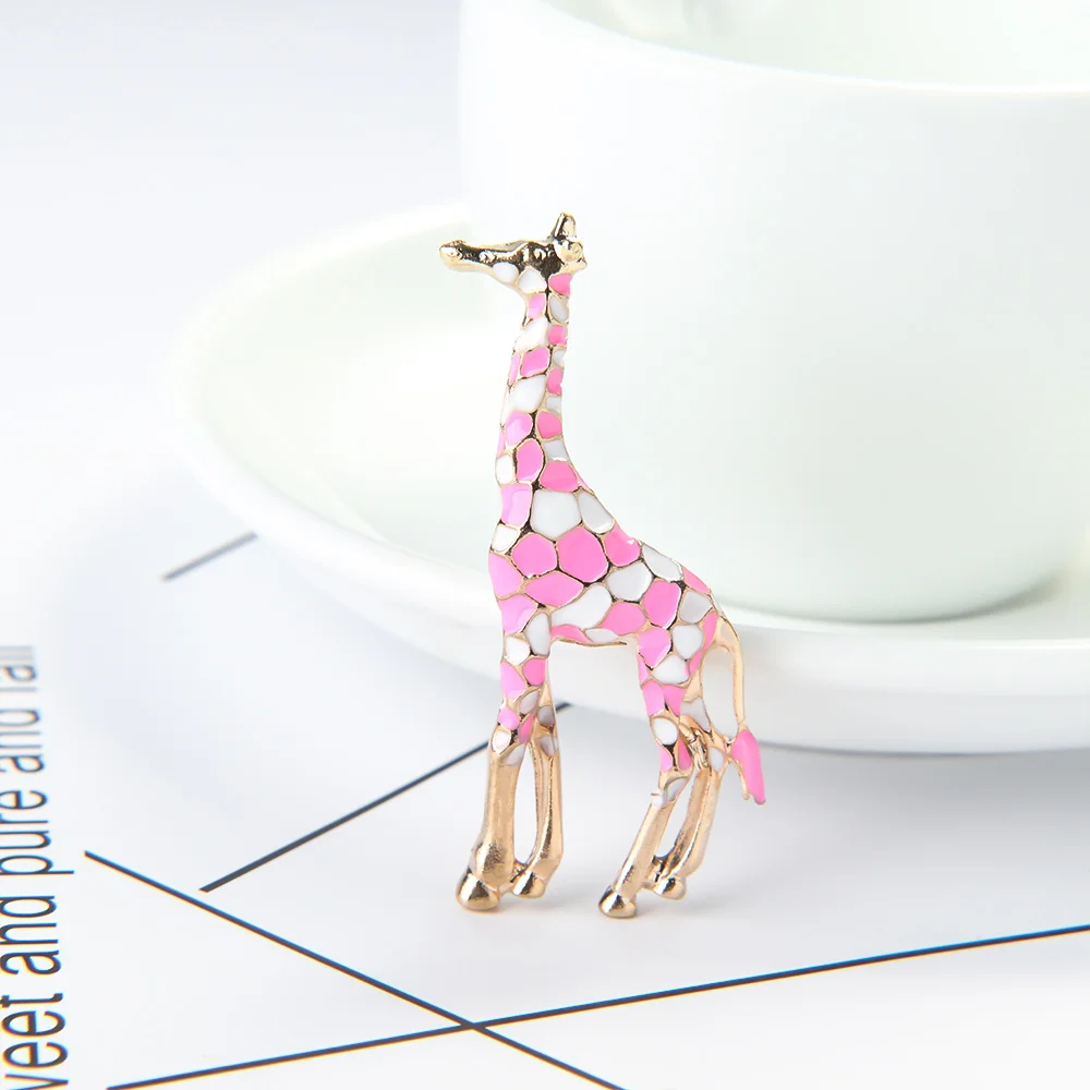 pink 1 шт., брошь для женщин, жираф, животное, эмаль, милая, модная, ювелирная булавка, подарок для детей, изысканный, унисекс, аксессуары для вечеринки - Окраска металла: pink