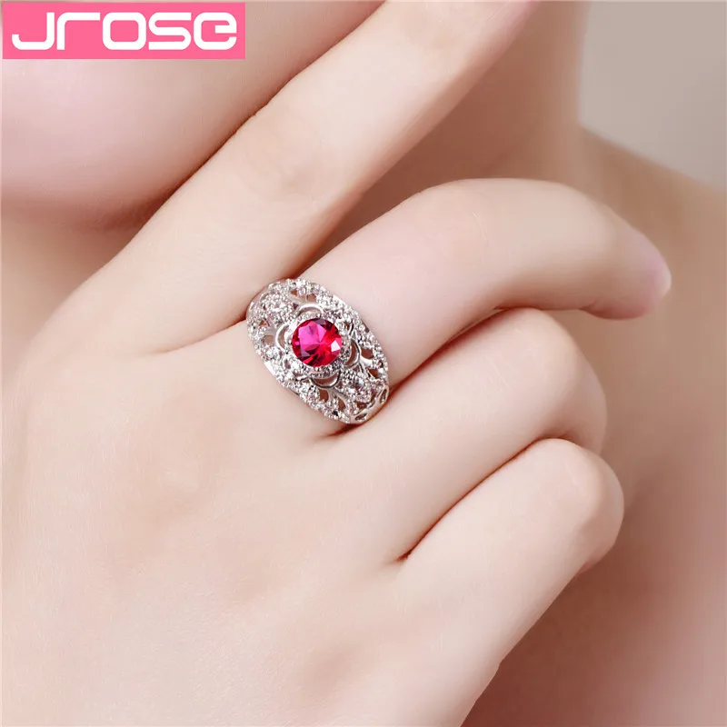 Кольца JROSE с красивым кубическим цирконием цветок женское белое Серебряное