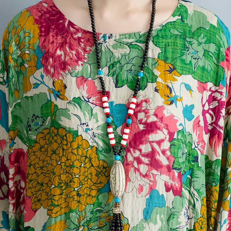 Женское платье макси с цветочным принтом винтажное хлопковое большого размера