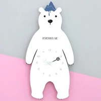 mandelda creative design mdf white sea bear wall clock home decoration big wood polar bear 5mmwith acrylic needles
