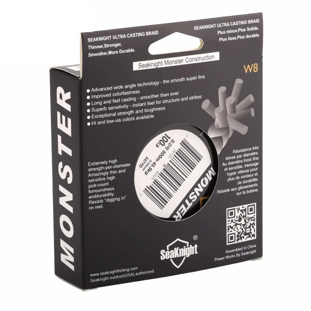 Seaknight 500M MONSTER/MANSTER W8 Braided Fishing Line 8 Strands Japan PE Fishing Line Multifilament Braided Line 20 -100LB